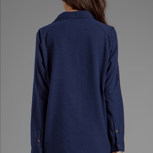 Paige Kadie Blue Button Down Polka Dot Shirt - Picture 2 of 7